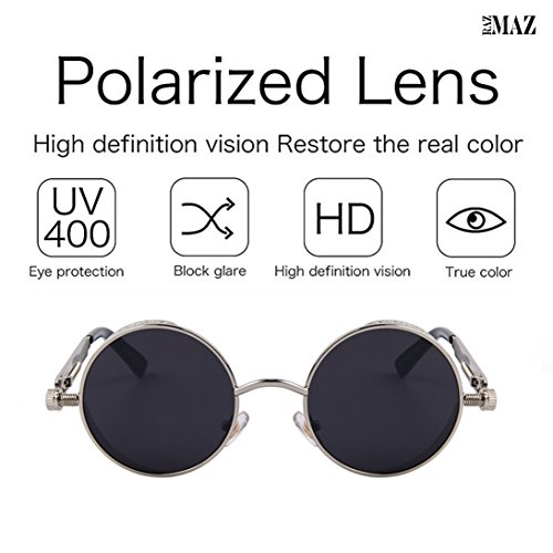 Image of RazMaz Round Steampunk Designer Brand Sunglasses | Elegant And Fashionable Design for Women & Men | Stylish Polarized Lens | UV400 Protected