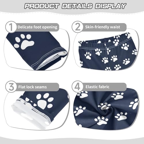 Cat Dog White Paw Print Girls Casual Leggings for Kids Printed Long Pant Bottoms Stretch and Soft3