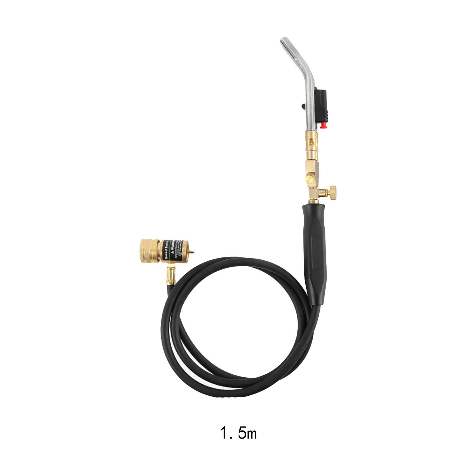 Antorcha de propano Soplador de soldadura de encendido Manguera de 5 pies Antorcha de gas Mapp Antorcha for barbacoa Antorcha multiusos Cerraduras de llama Antorcha de soldadura, doble ajustable(Dual