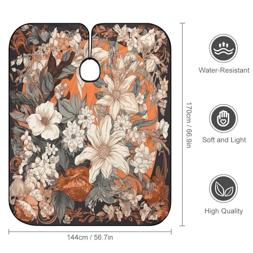 Capa para Corte de Cabello Naranja y Blanca 170x144 cm miniatura 2