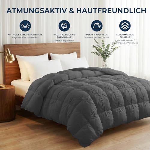 UNIKOME Bettdecke 135x200cm, Daunendecke Mit 100% Baumwolle Bettzug, Ganzjahresdecke Mit 1134g Daunen|Feder Füllung… – Ansicht 3