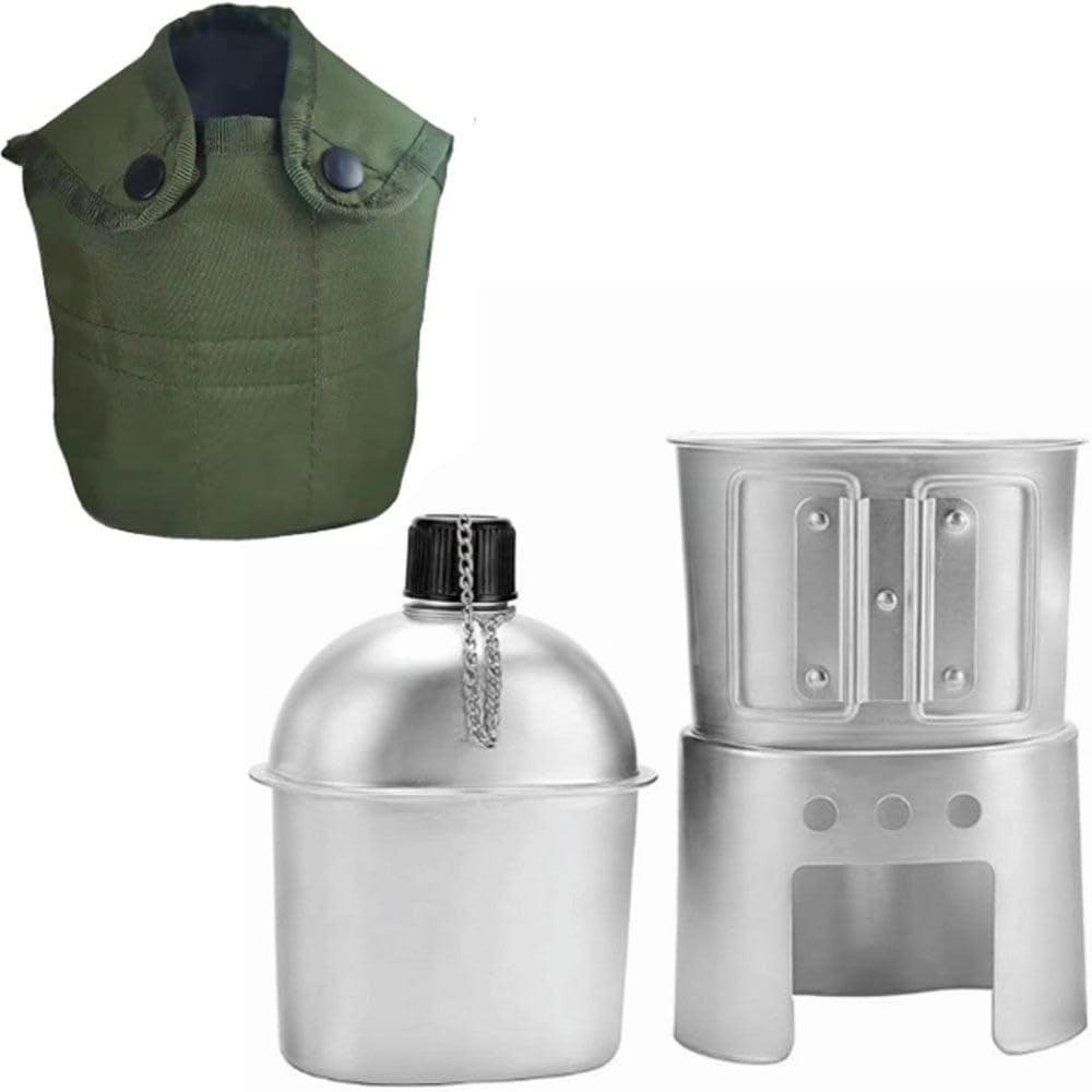 Aluminiowy zestaw stołówek 900 ml / 30.43oz, zestaw do bałaganu na zewnątrz z kuchenką na kubek i torbą do przenoszenia, na kemping, wędrówki, wędrówki z plecakiem, survival