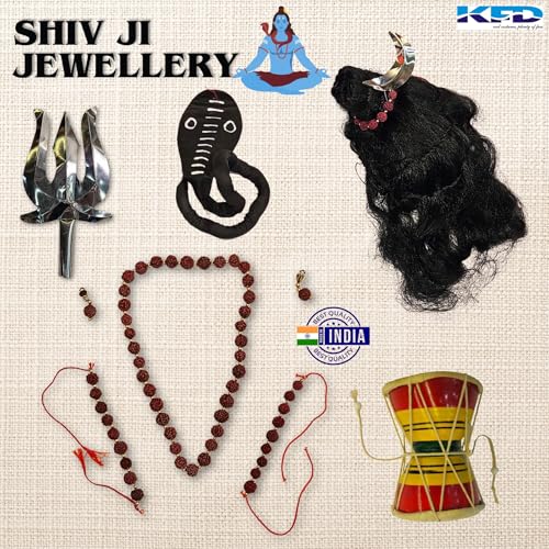 Image of Kaku Fancy Dresses Shiv Jewellery for Boy| Lord Shiv Costume Accessories with Damru for Kids | Shivji Fancy Dress Jewellery for Shivleela Play & Stage Shows