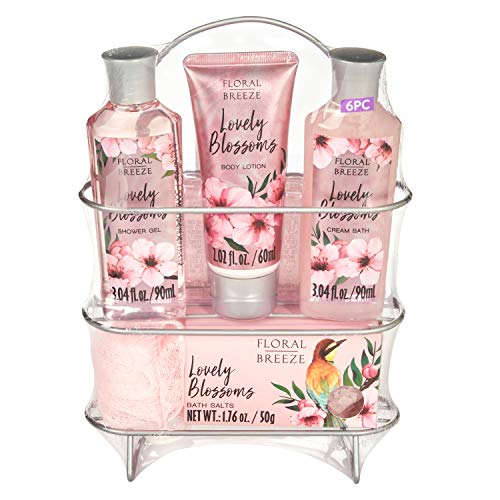 Floral Breeze Bath Set Lovely Blossoms, Shower Gel, Body Lotion, Cream Bath, Bath Salts, Body Mesh, Wire Rack