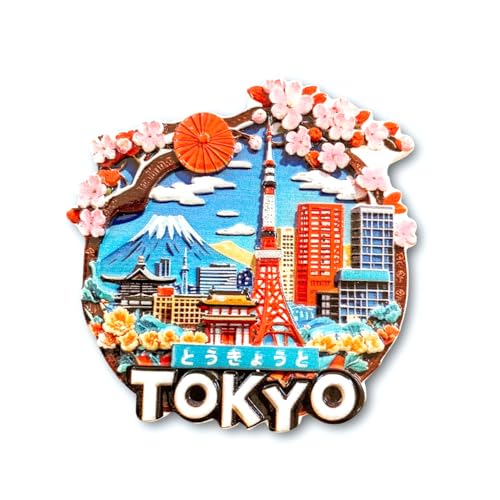 Imán decorativo Tokyo Japón de resina 7.8 cm x 8 cm