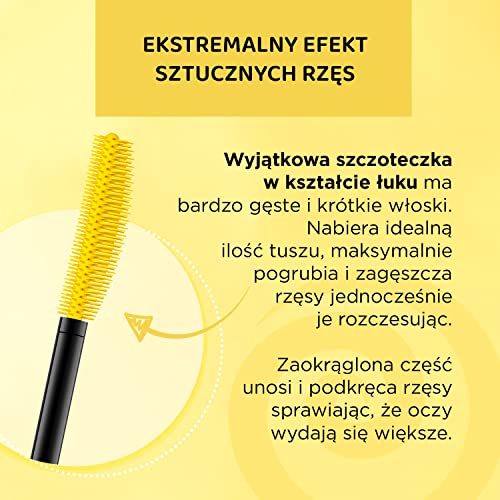 Eveline Cosmetics Extension Volume Push Up Mascara Thickening and Curls 10ml - Black - Image 7