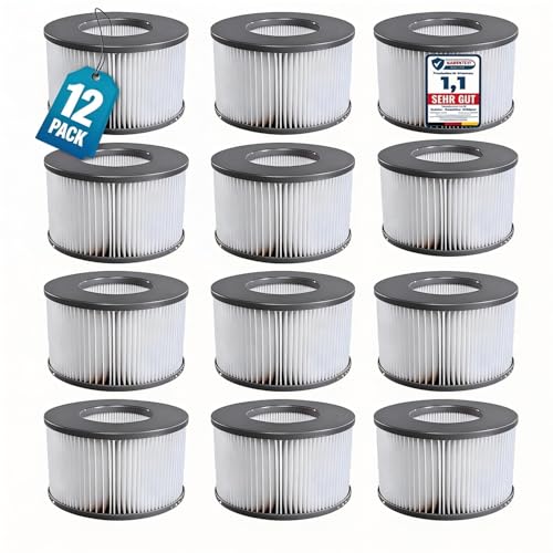 Dokkita 12er Set Ersatzfilter für MSPA Whirlpool-Filter-Kartuschen Filter für Whirlpoal für Heiße U-Boote und Spa für Aufblasbare Pools - Wasserfilter Modell ab 2020