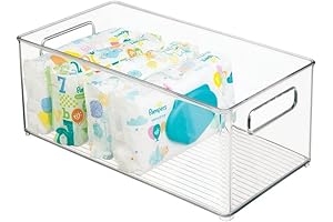 mDesign Deep Clear Plastic Storage Bin for Nursery, Cupboard, Playroom, Shelves, and Closet