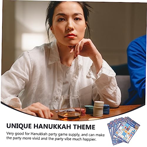 ibasenice 1zestaw Bingo Hanukę Osobowy Kart Do Gry Wesoła Dekoracja Imprezę Chanukah Idealny Urodziny i Spotkania Towarzyskie