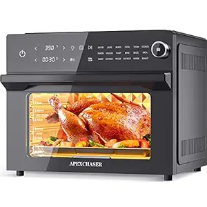 APEXCHASER Air Fryer Toaster Oven, 32QT/30L Family Size 18-in-1 Functions Dishwasher Accessories with Oven Rack, Air Fryer Basket, Baking Pan,Grumb Tray
