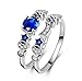 Produktbild MSYOU 1 Paar Damen Ring mit schlichtem Diamant-blauem Stern und Mond Stil Eleganter Ring für Mädchen Geburtstag Urlaub Accessoires Geschenk (Nr. 7)