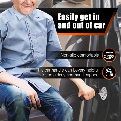 Image of KOUNATSURI Car Handle Assist for Elderly Car Door Handle Multifunction Handle Car Door Latch Handle for Seniors and Handicapped(Red)