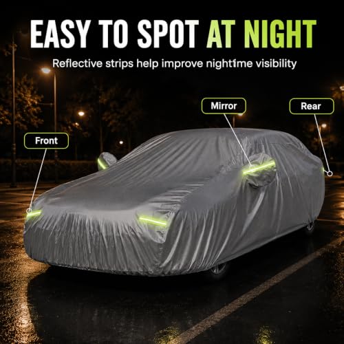 Image of GXARTS Heavy Duty Car Cover 189 inchx75 inchx59 inch Waterproof All-Weather Sedan Cover with Zipper Door+Windproof Straps,UV Snowproof Dustproof Fit for Toyota Corolla Honda Civic VW Jetta Kia Forte Elantra+More