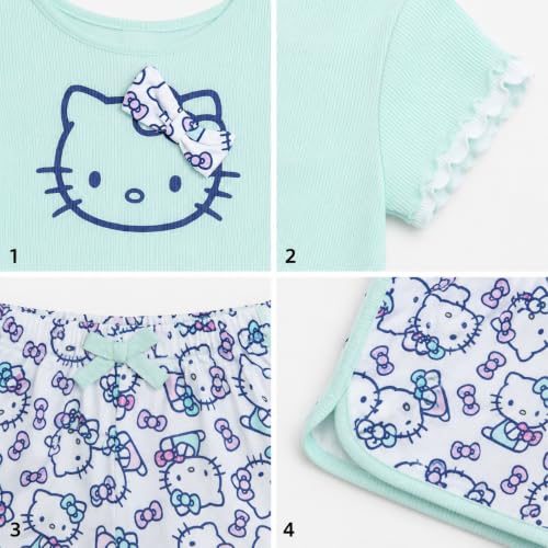Image of Hello Kitty Girls Short Set - 2 Piece Short Sleeve Graphic Tee and Shorts Clothing Outfits (Sizes: 2T-12)