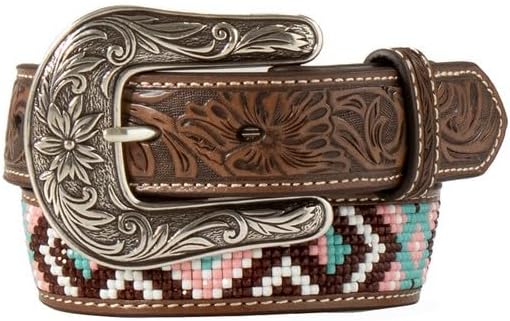 Angel Ranch Western Belt Girls Beaded Inlay Embossed Billet D130004497