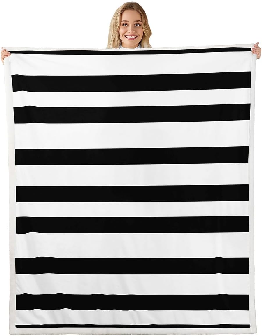 Erosebridal Yellow and White Striped Fleece Blanket Twin 60x80 for Kids Teens Adults - Abstract Lines Stripes Sherpa Blanket Vintage Striped Pattern Fuzzy Plush Throw Neutral Horizontal Stripes Decor