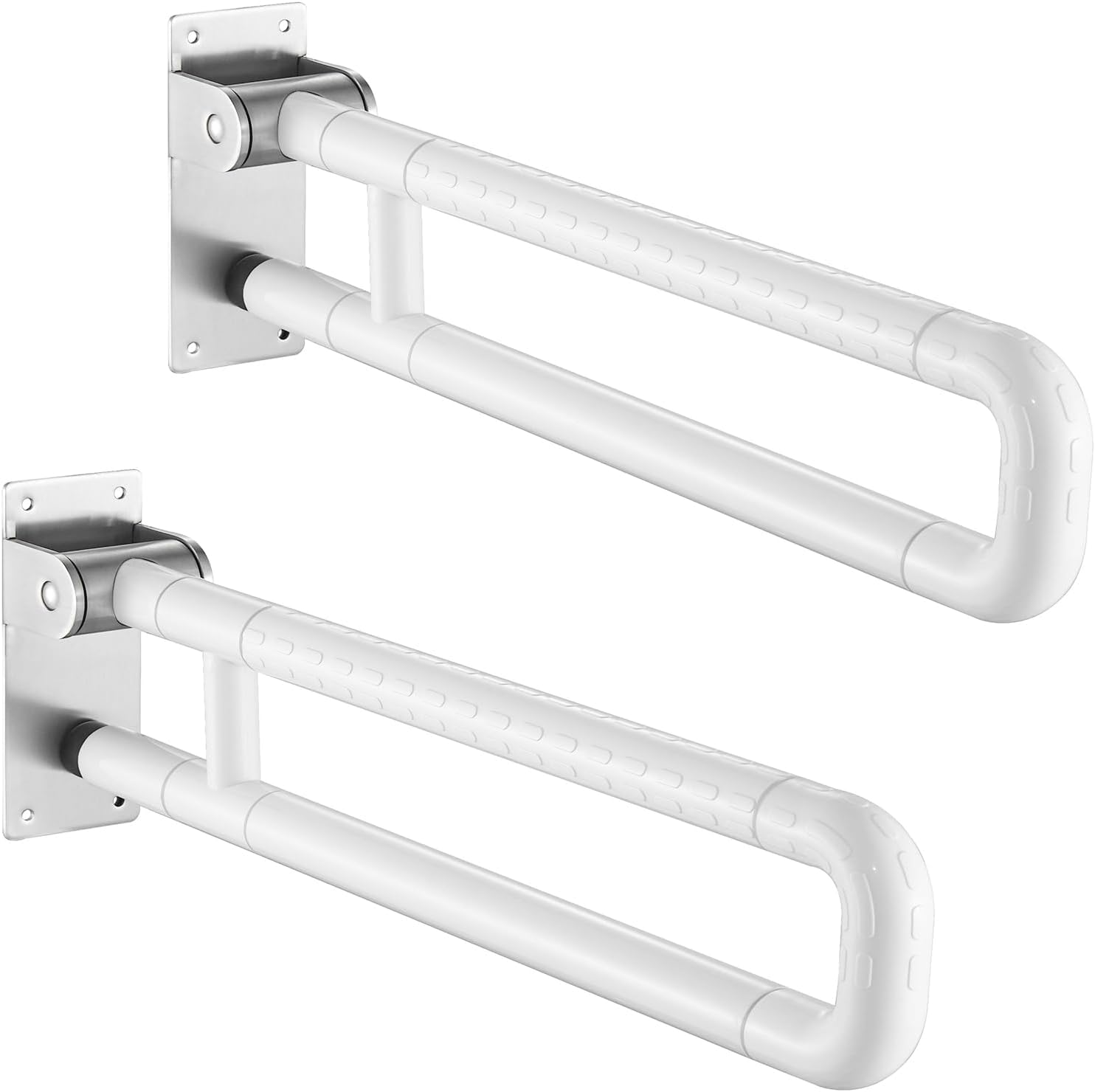 uyoyous Asidero plegable para inodoro, 2 pasamanos de seguridad para baño, mango antideslizante, soporte para inodoro para personas mayores y mujeres embarazadas (blanco, 60 cm)