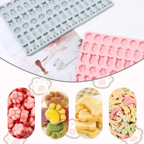 Backmatte Hundekekse, Backmatten für Hundeleckerlies, 6 Formen in 1 Silikon Backmatte Hundekekse Hundeleckerli Backmatten für Backofen Kekse Schokolade Süßigkeiten (Hellblau)