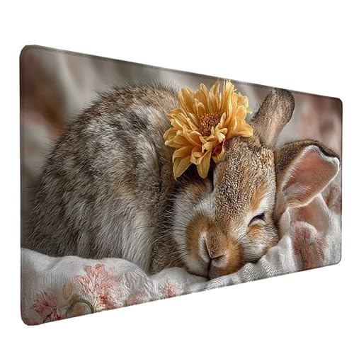 Tapis souris lapin grand format pour aménager un bureau gamer ou PC chaleureux
