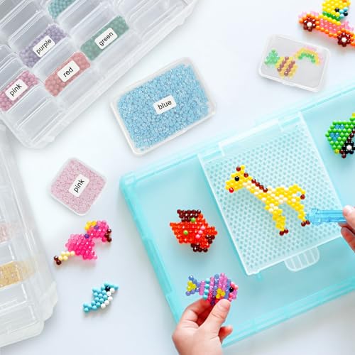 Image of 59 PCS Stackable Bead Organizer Box with Removable Cases, Labels & Handle | Clear Plastic Storage for Beads, Jewelry, Diamond Painting, Screws, Crafts, and Small Parts With Hinged lids