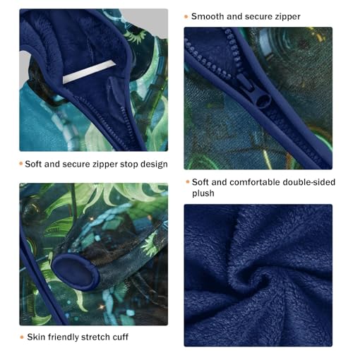 Dragon with Green Flames Toddler Fleece Jacket Girl Boys Hooded Fleece Jacket Coat Warm Outwear Zip-up 3-10T3