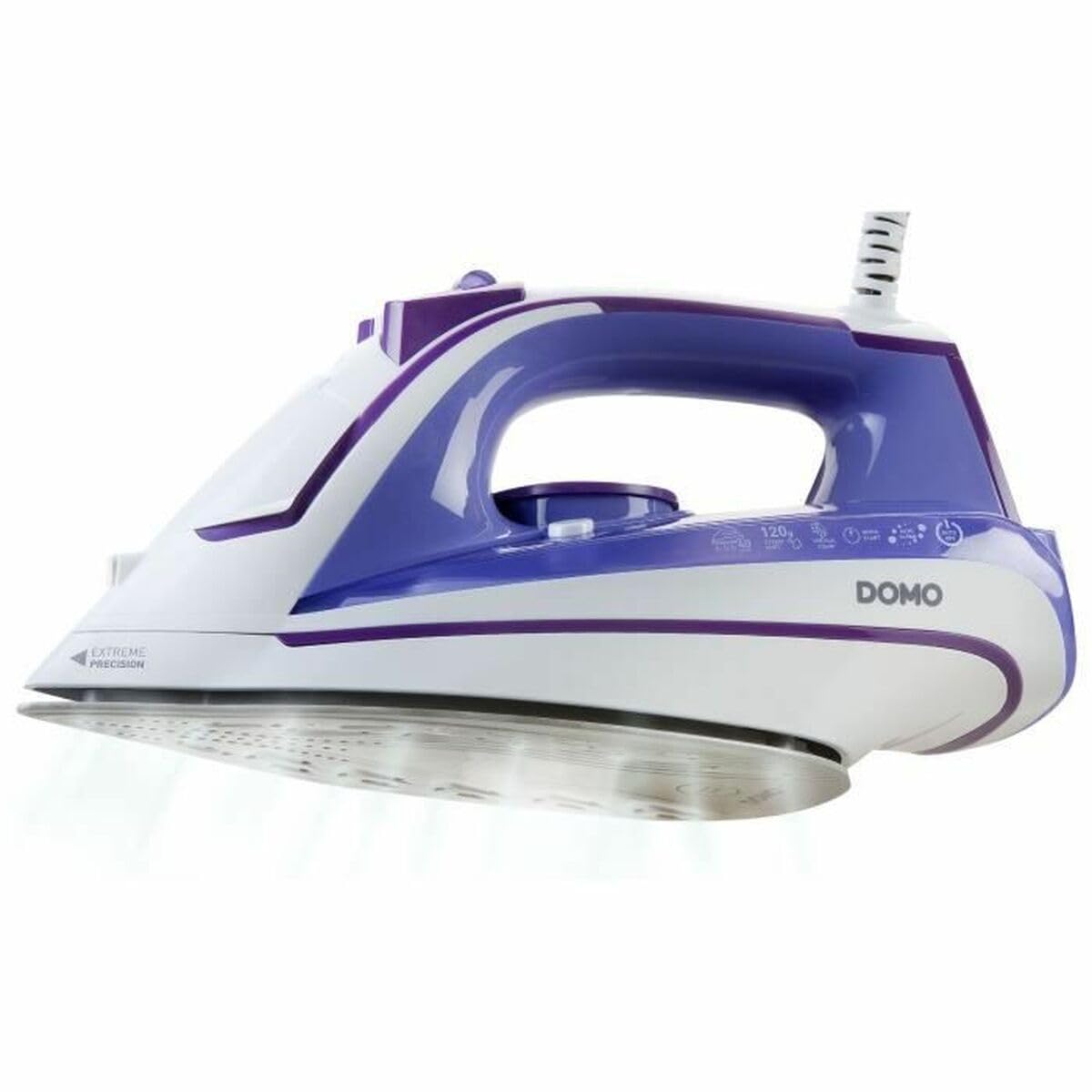 Domo DO7052S - Plancha (Plancha a vapor, Suela de cerámica, 120 g/min, Color blanco, 40 g/min, 0,3 L)