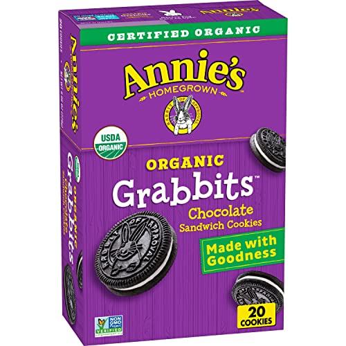 Annie's Homegrown Organic Grabbits Chocolate Sandwich Cookies, 20 Count, 8.06 Ounce