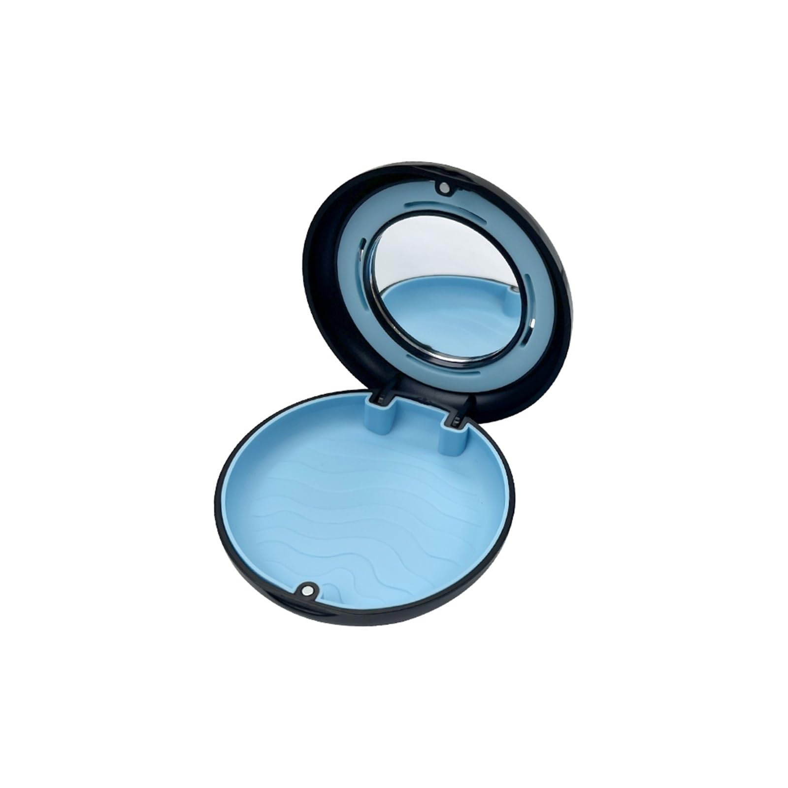 TRRYUIP Retainer Case 1pc Retainer Box With Vent Holes False Teeth Storage Dental Orthodontic Invisible Braces Aligner Case(Black-blue-mirror)