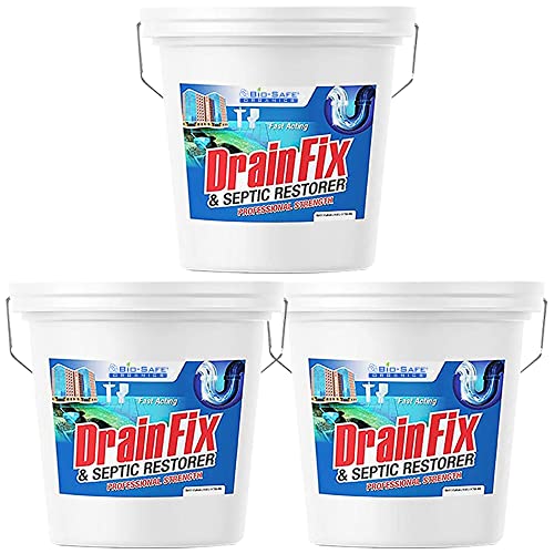 DrainFix & Septic Restorer - 5 Gal Professional Strength Formula - Patented Septic Tank Treatment Grease Trap Cleaner, Commercial Residential Hotel & Restaurant - Exxon Valdez Tech - 3 Pack