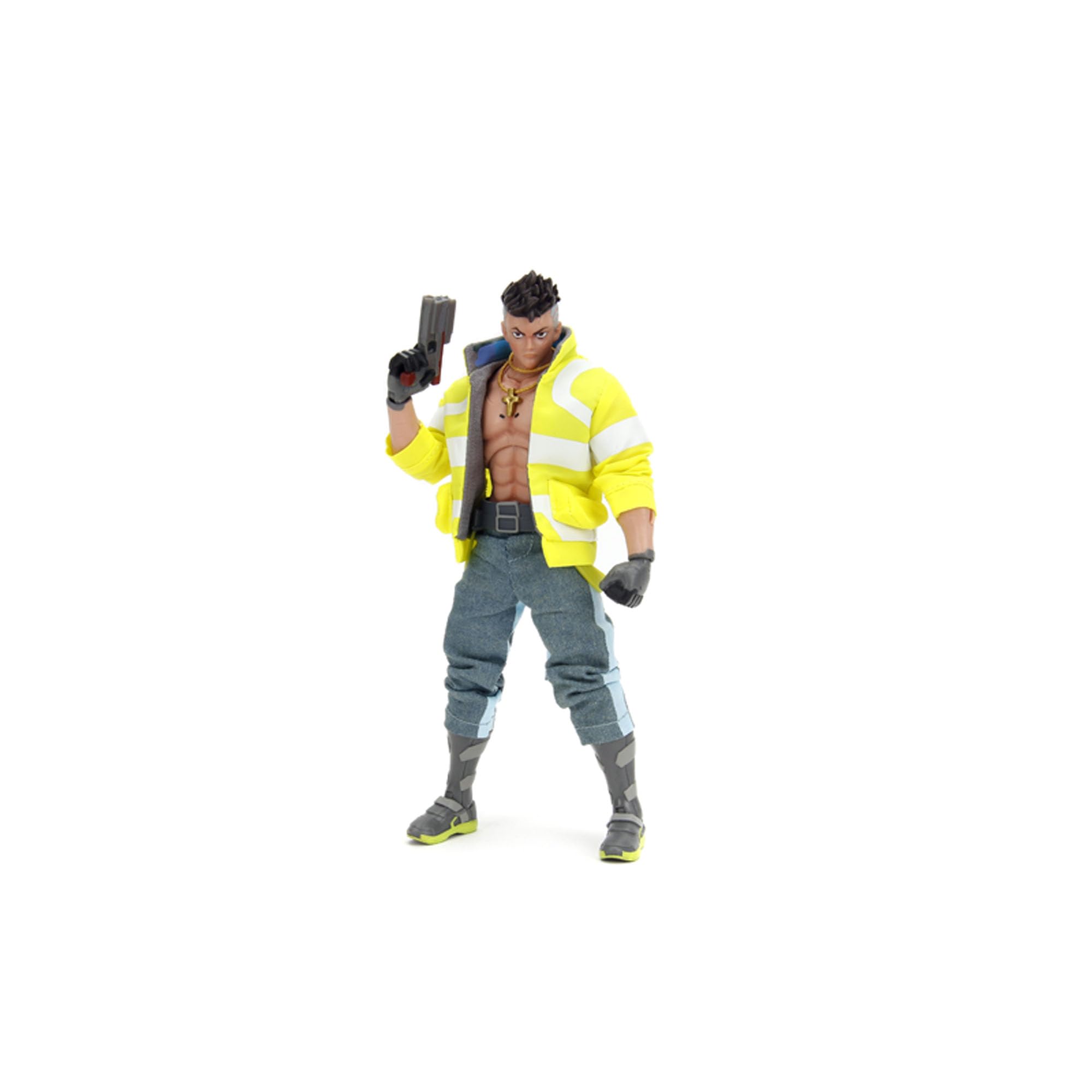 Jada Cyberpunk Edgerunners Figur David 15 cm, beweglich, austauschbares Zubehör, 20 Gelenkpunkte, Fensterbox, offizielles Lizenzprodukt, 14 Jahre (9335004314R00)