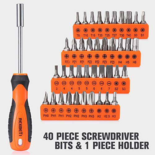 REXBETI Magnetic Screwdriver Set, 63 in 1 Multifunctional Repair Tool Kit with Slotted Phillips Screwdrivers, Precision Screwdrivers, Inch Metric Folding Allen Wrench Set and Screwdriver Bits