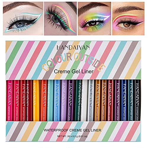 Waterproof Eye Liner Pencil Set 20 Colors Natural Matte Long Lasting Eyeliners Eye Makeup Pencils,Easy Apply Colored Professional Eyeliner Retractable Eye Makeup Liners and Colorful Shadow Pencil for Women (20 PCS)