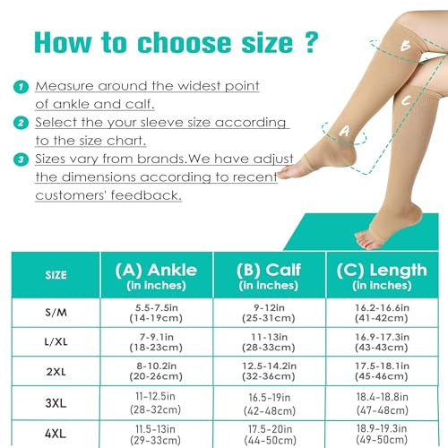 Image of bropite 2 /3 Pairs Open Toe Compression Socks for Women, Support for Travel, Nurse&Swelling
