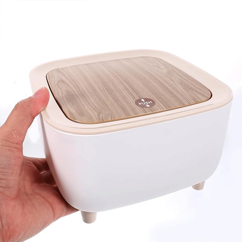 Kitchen Trash Can Household with High Feet Toilet Office Wastepaper Basket Storage Bin