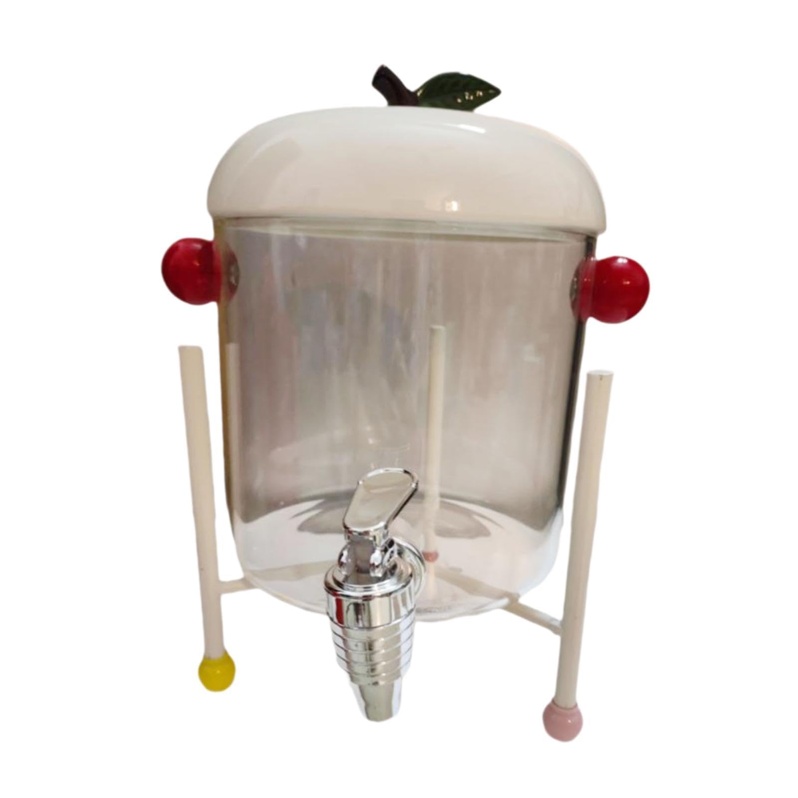 MERIGLARE Dispensador de Bebidas Jarra Grande para Nevera Contenedor de Líquidos con Grifo de Vidrio Resistente Y Soporte Estable Adecuado para Reuniones Famil, do, Individual