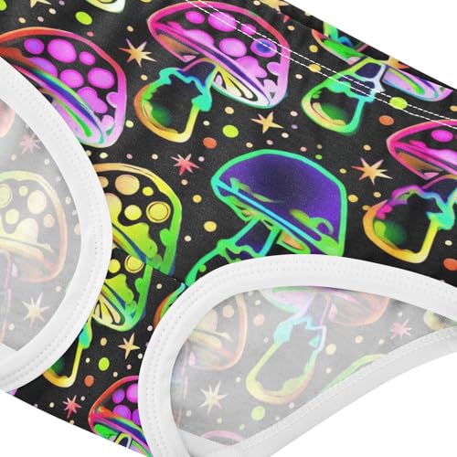 Joisal Toddler Underwear Floral 2t Cotton Panties for Girl Designer Briefs Girls Undies Colorful Neon Mushrooms Purple4