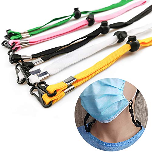 Face Mask Lanyard Adjustable Length Mask Lanyards Strap Extension Hook for Kids Women Men Adults School Sport (Color-5pc)