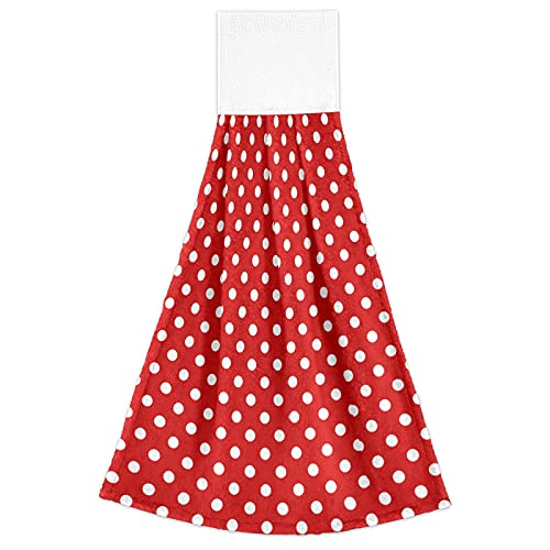 Dussdil Red White Polka Dot Kitchen Hanging Towel 12 X 17 In, Bath Hand Fingertip Tie Towels Set 2 Pcs Tea Bar Dish Cloths Dry Towel Soft Absorbent Durable For Bathroom Laundry Room Decor thumb #5
