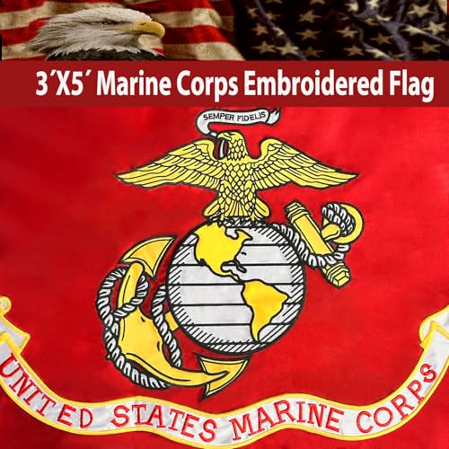 KEYCA US Marine Corps USMC Flags 3x5 Outdoor Heavy Duty Double Sided 340D Nylon Vivid Color Anti-Fading with 2 Brass Grommets for Home-Company-Indoor Outdoor Decoration