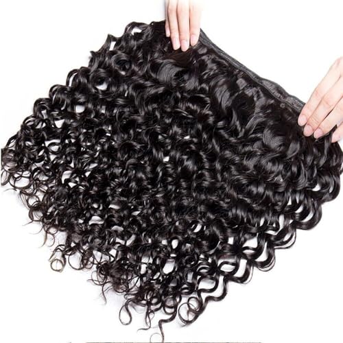 Extensiones de cabello humano negro natural: pelo brasileño mojado y ondulado de agua 4