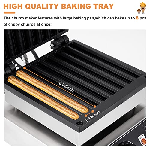 Electric Churro Maker Machine Churrera Churro Maker Spanish Churro Maker Latin Fruit Donut Machine Nonstick Waffle Stick Maker 8Grids 110V