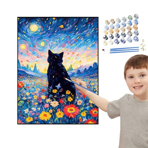 Pintura al óleo digital para adultos con lienzo de lino y pinceles