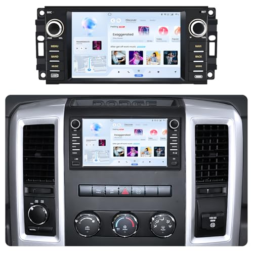 Jufodrca 4+64GB ROM Android 15 Car Radio for Dodge Ram 1500 2500 3500 2009-2012: HD IPS Touchscreen Stereo Wireless CarPlay Android Auto GPS 5G WiFi Bluetooth Backup Camera SWC FM(Only Fit Manual AC)