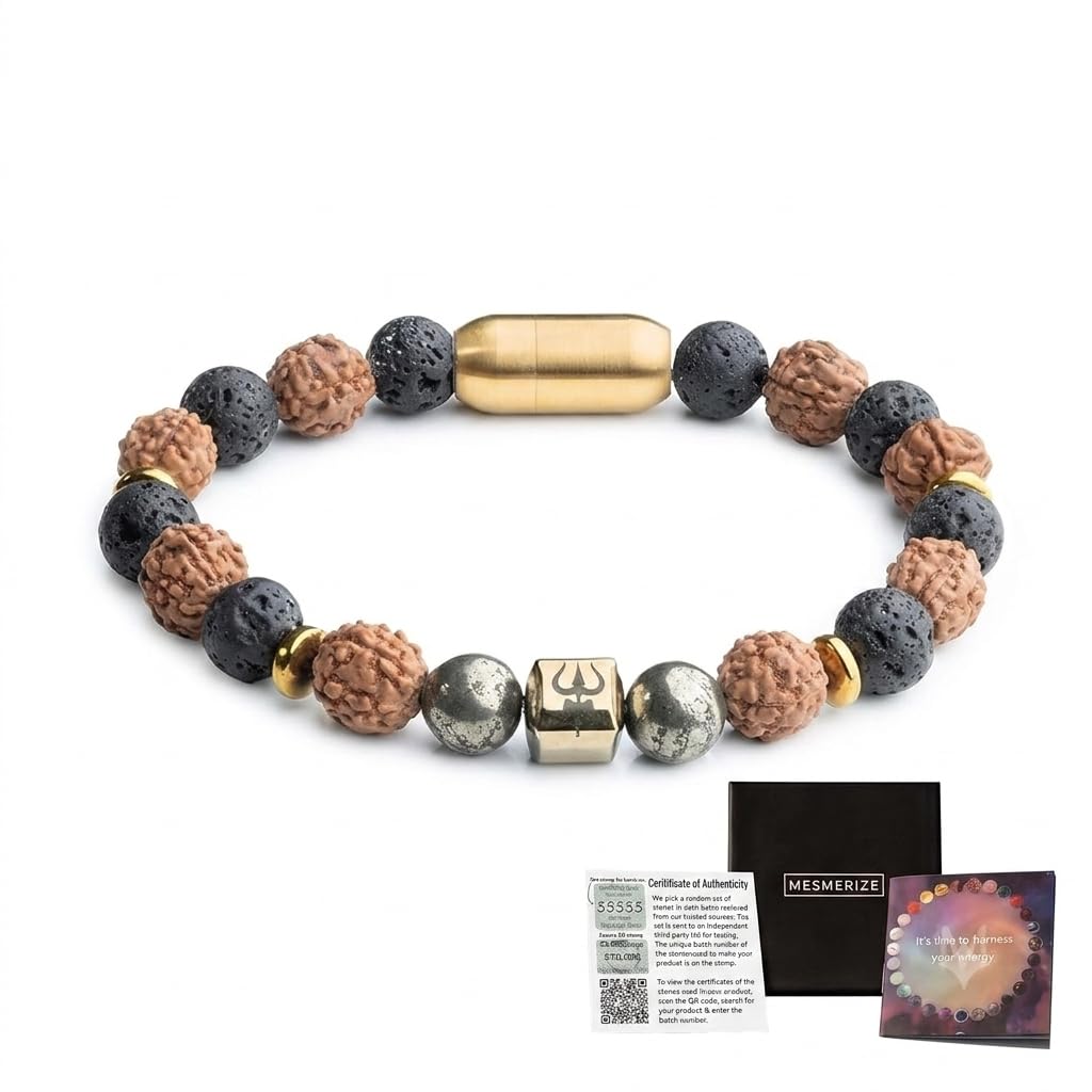Natural Stone Bracelets | Rudraksh bracelets with MagSnap 2 Closure and Elastic fit Stylish, Durable, and Spiritual Men's Jewelry-image-33