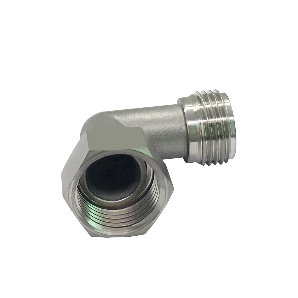 Beduan Codo de manguera de jardín de acero inoxidable 90 Dedgree, conector de manguera de agua en ángulo recto 3/4 GHT macho a hembra, adaptador para grifos de exterior RV