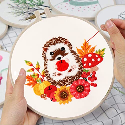 Image of Louise Maelys Cute Hedgehog Embroidery Kit for Beginners Animal Craft | Cross Stitch Kits Offer a Complete Set for DIY Lovers. Needlepoint Kit for Beginners and Adults to Explore Creative Hobbies