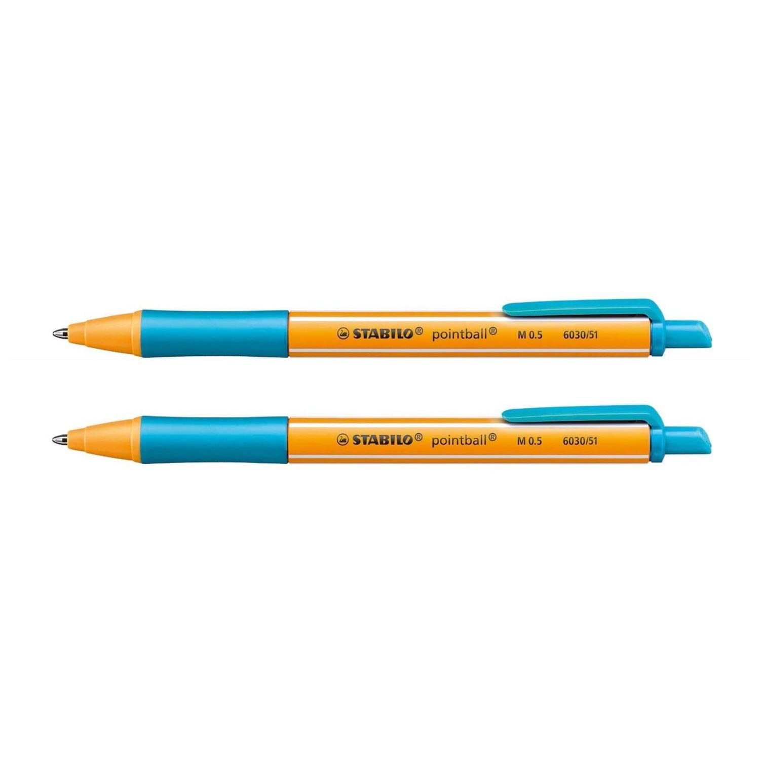 STABILO Pointball Retractable Ballpoint Pens 0.5 mm Line Turquoise Pack of 2aa
