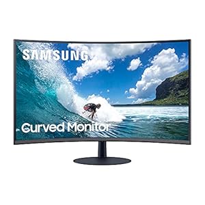 Samsung Curved Monitor C32T550FDR, 32 Zoll, VA-Panel, Full HD-Auflösung, AMD FreeSync, Reaktionszeit 4 ms, Krümmung 1000R, Bildwiederholrate 75 Hz