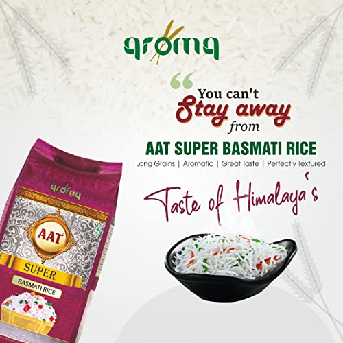 Image of AAT Aroma Super Basmati Rice 5 Kg | Premium Basmati Rice | Extra Long Grain Basmati Rice | Export Quality |Tasty Slim Grain Rice - 5 KG