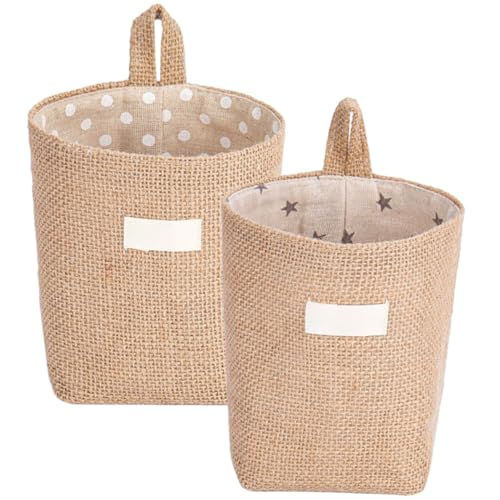 ULTECHNOVO 2Pcs Wall Hanging Storage Basket Multi Function Decorative Baskets for Home Organization Creative Design with Stars Dots Safe for Pets